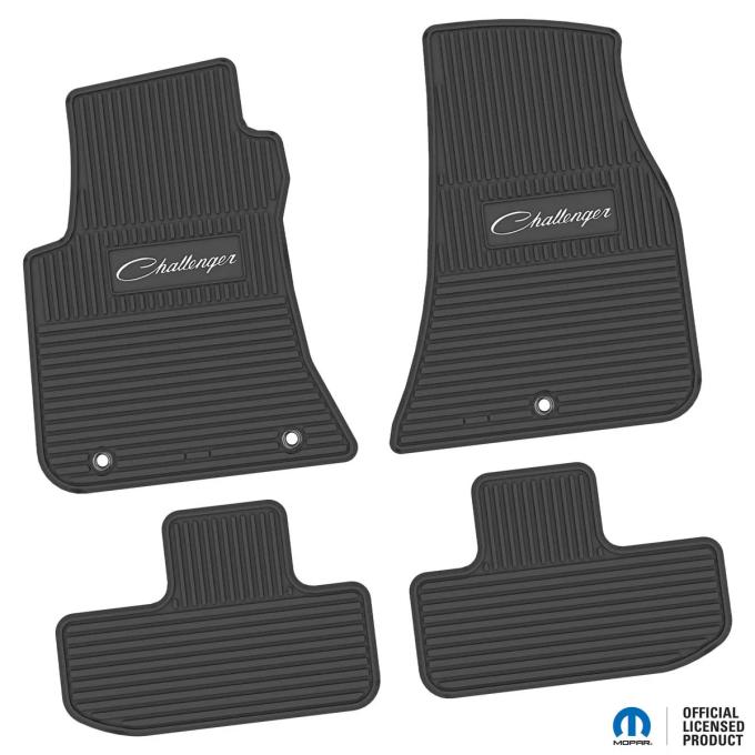 FlexTread 11-24 Dodge Challenger RWD Floor Mats (4pc) w/ Challenger Script Logo - Black / NGCV53028