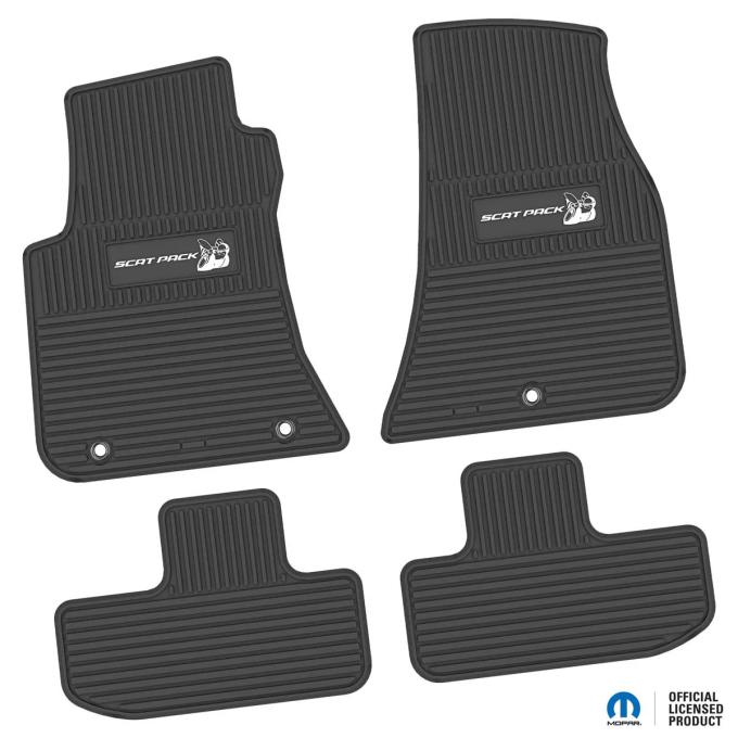 FlexTread 11-24 Dodge Challenger RWD Floor Mats (4pc) w/ Scat Pack Logo - Black / NGCV53040