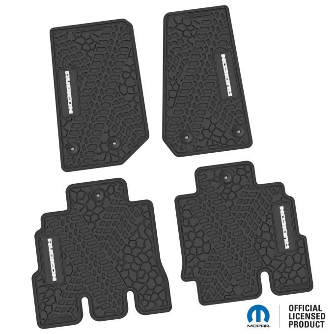 FlexTread 14-18 Jeep Wrangler JKU 4Dr Floor Mats (4pc) w/ Rubicon Logo NGTT05013