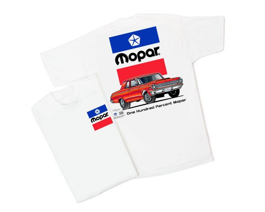 Mopar White T-Shirt, '64, One Hundred Percent | Moparts