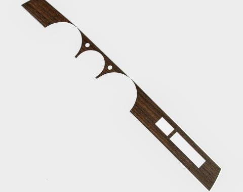 Detroit Muscle Technologies Mopar A Body 70-71 Dart, Demon, Duster Rallye Dash Overlay - WALNUT Vinyl on Aluminum Look Plastic Backing AXX7071OL40-WALNUT