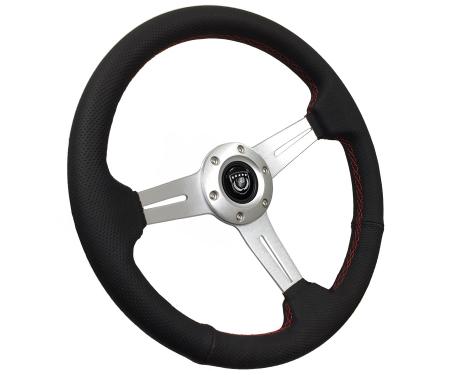 Auto Pro USA VSW S6 Sport Leather Steering Wheel ST3587BLK-RED