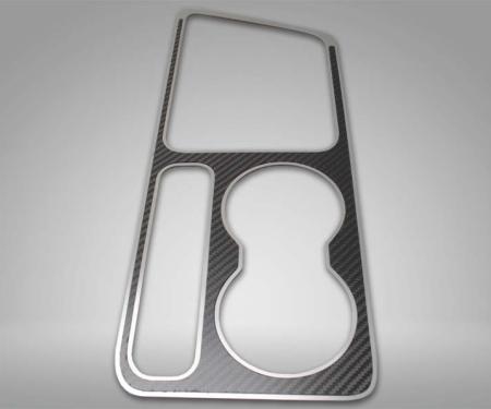 American Car Craft 2008-2014 Challenger 5.7/SRT8 - Carbon/Fiber Outer Shifter Plate Overlay 2Pc, Polished Stainless Trim 151042