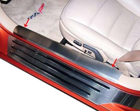 American Car Craft 2005-2013 C6 Corvette - Inner Door Sills 2Pc, Brushed Stainless Steel 041026