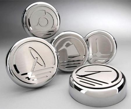 American Car Craft 2010-2022 Camaro - Executive Series Fluid Cap Covers 5Pc, Triple Plated Chrome with Brushed Top 103069