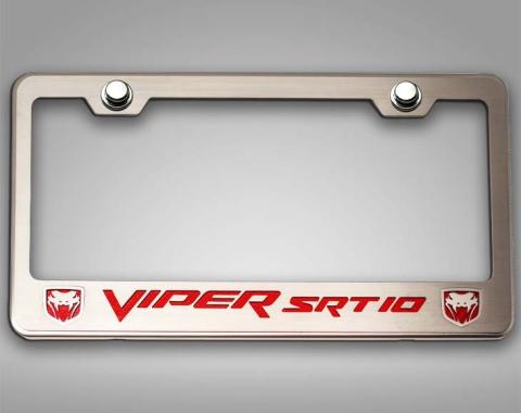 American Car Craft 2003-2007 Viper - FANGS 3 SRT 10 License Plate Frame, Stainless Steel, Choose Inlay Color 982003
