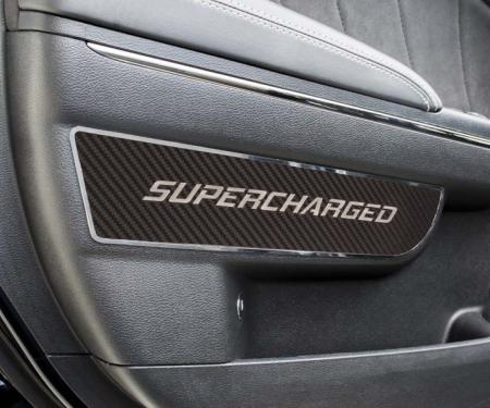 American Car Craft 2011-2018 Dodge Charger -'SUPERCHARGED' Carbon Fiber Front Door Badges, Carbon Fiber & Stainless Steel 331043