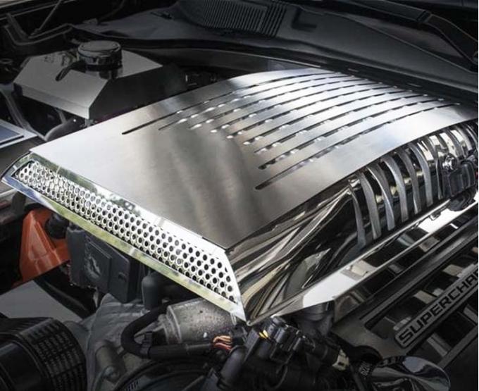 American Car Craft 2015-2023 Dodge Hellcat - Plenum/Supercharger Engine Cover, Brushed/Polished Stainless Steel Finish 333024