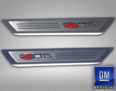 American Car Craft 2006-2013 C6 Corvette Z06 - Outer Door Sills Z06 Logo Inlay 2Pc, Stainless Steel 041054