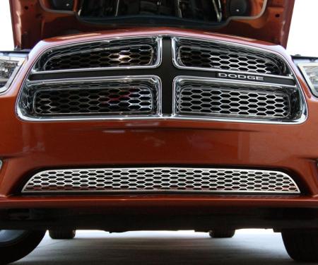 American Car Craft 2011-2013 Dodge Charger - Lower Front Grillle Overlay 1Pc, Polished Stainless 332006