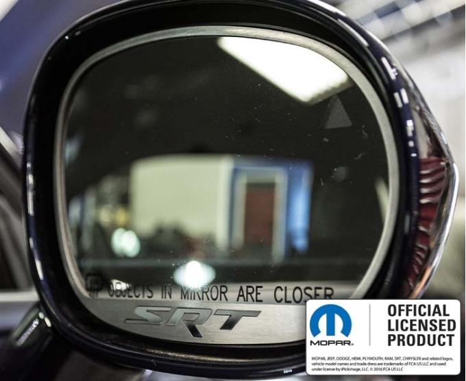 American Car Craft 2008-2023 Challenger - Side Mirror Trim "SRT" 2Pc, Brushed Stainless Steel 152033
