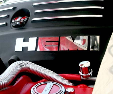 American Car Craft 2008-2023 Challenger 5.7L - 'HEMI' Lettering Kit for Engine Shroud 8Pc, Choose Finish 153009