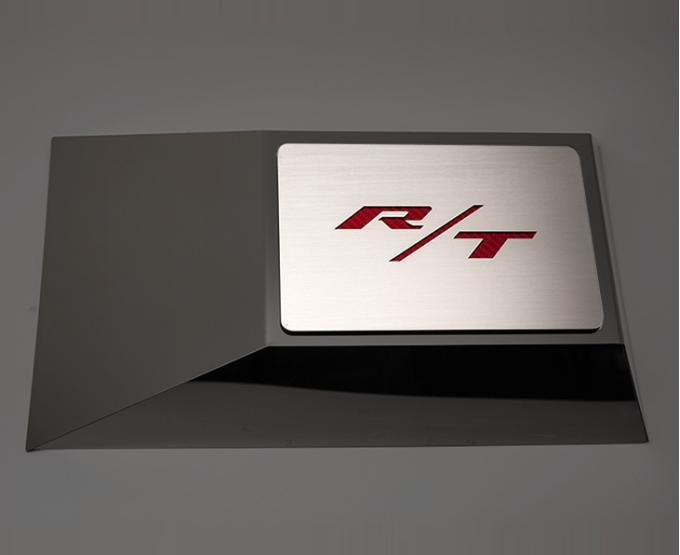 American Car Craft 2008-2023 Challenger/2005-2015 Charger - Fuse Box Cover Top Plate with R/T Inlay, Brushed Stainless, Choose Color 153032