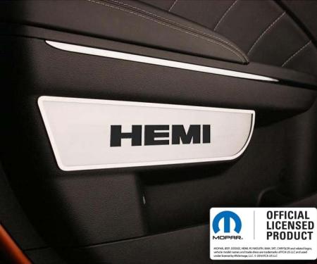 American Car Craft 2011-2013 Charger/Chrysler 300 - Front Door Badges with HEMI cut-out 2Pc, Brushed Stainless Steel 331007