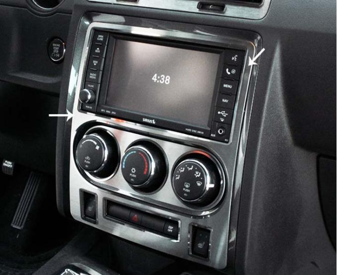American Car Craft 2008-2014 Challenger 5.7/SRT8 - Dash Trim Plate WITH HEATED SEATS BUTTONS, Brushed Stainless Steel 151019