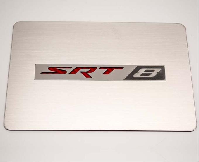 American Car Craft 2008-2023 Challenger/2005-2015 Charger - Fuse Box Cover Plate with SRT8 Inlay, Brushed Stainless, Choose Color 153034