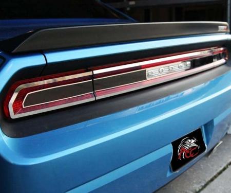 American Car Craft 2008-2014 Challenger - Tail Light Smoked Plexi Trim Plate, Polished Stainless Trim 152021