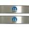 American Car Craft 2008-2014 Challenger - Door Badge Plate with Blue MOPAR Omega "M" Inlay 2Pc, Brushed Stainless 151030
