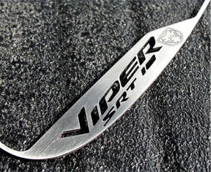 American Car Craft 2005-2007 Dodge Viper - Side View Mirror Trim Viper SRT10 & Viper Head Logo 2Pc, Brushed Stainless 972045
