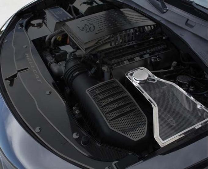 American Car Craft 2011-2018 Dodge Charger - Carbon Fiber Water Tank Trim Plate, Stainless Steel, TOP PLATE ONLY 333035