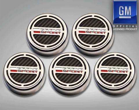 American Car Craft 2016-2019 C7 Grand Sport Corvette - Fluid Cap Cover Set with Grand Sport Emblem (Manual - 6 Piece) 053096