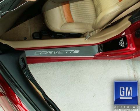 American Car Craft 1997-2004 C5/Z06 Corvette - Outer Door Sills Etched C5 Logo & CORVETTE Lettering 2Pc, Polished Finish 031013