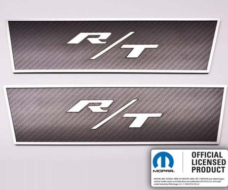 American Car Craft 2008-2014 Challenger - Carbon Fiber Door Badge Plates with R/T Inlay 2Pc, Polished Stainless Trim 151039