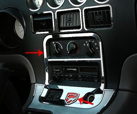 American Car Craft 1992-1995 Dodge Viper - A/C & Radio Trim Ring with Viper Emblem, Polished Stainless Steel 951011