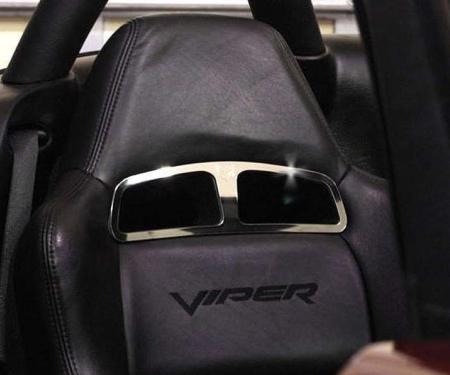 American Car Craft 2003-2010 Dodge Viper - Sport Seat Trim Plates with Viper Head Logo 2Pc, Stainless Steel 971011