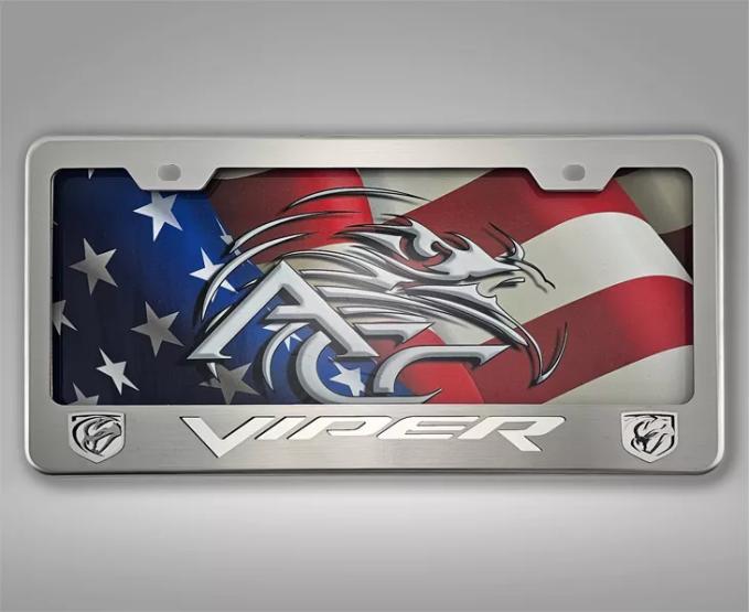 American Car Craft Dodge Viper Gen 5 Tag Frame VIPER Font Stryker Logo Polished Stainless Steel (Polished Finish) 972098