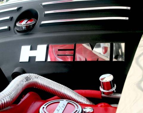 American Car Craft 2008-2023 Challenger 5.7L - 'HEMI' Lettering Kit for Engine Shroud 8Pc, Choose Finish 153009