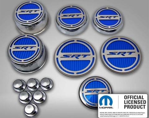 American Car Craft 2008-2023 Challenger - SRT Inlay Deluxe Fluid & Shock Tower Cap Covers 13Pc, Choose Inlay Color & Eng 153053