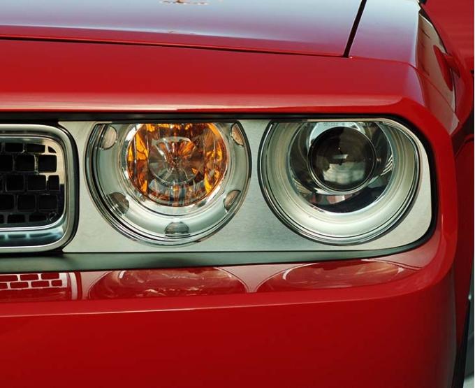 American Car Craft 2008-2014 Challenger 5.7L/SRT8 - Headlight Surrounds, Brushed Stainless Steel 152001