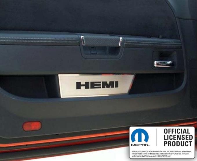 American Car Craft 2008-2014 Challenger - Door Badge Plate with HEMI Lettering 2Pc, Brushed Stainless Steel 151007
