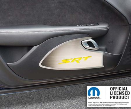 American Car Craft 2015-2023 Challenger - Door Badges with SRT Inlay, Brushed Stainless Steel (Polished Stainless) 151050