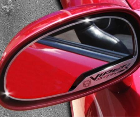 American Car Craft 2003-2004 Dodge Viper - Side View Mirror Trim "Viper SRT-10" & Viper Head 2Pc, Brushed Stainless 972024