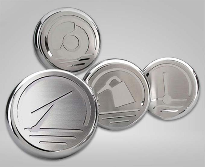 American Car Craft 2010-2014 Mustang - Fluid Cap Cover Kit 4Pc, Triple Plated Chrome & Brushed Stainless 273043