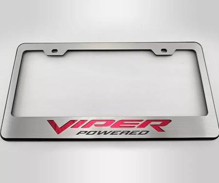 American Car Craft Dodge Viper License Plate Frame VIPER POWERED Style Black Base, Choose Carbon Fiber Vinyl Inlay Color 972094