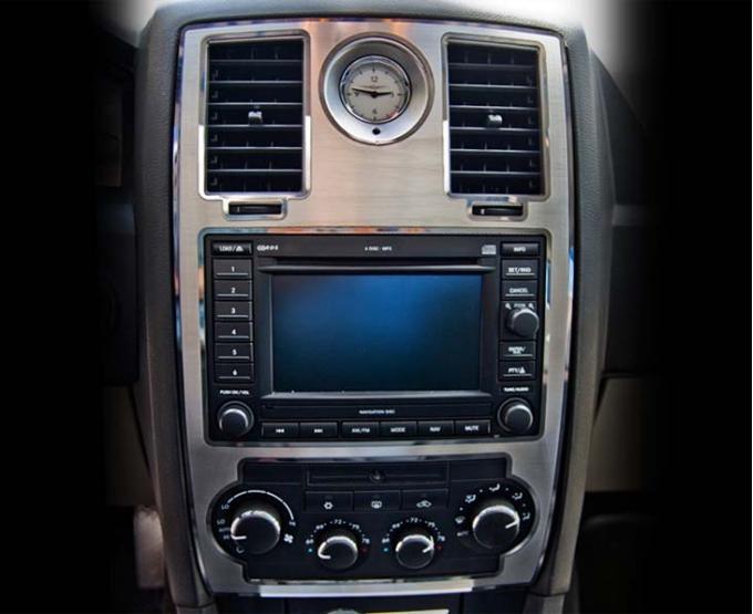 American Car Craft 2005-2010 Chrysler 300 - Center Dash Trim - Nav Models, Brushed Stainless with Polished Trim 301001