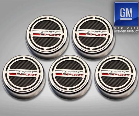 American Car Craft 2016-2019 C7 Grand Sport Corvette - Fluid Cap Cover Set with Grand Sport Emblem (Automatic - 5 Piece) 053095
