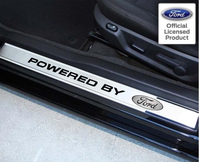 American Car Craft 2010-2014 Mustang - Outer Door Sills "Powered By Ford" Style 2Pc, Polished/Brushed Stainless Steel 271025
