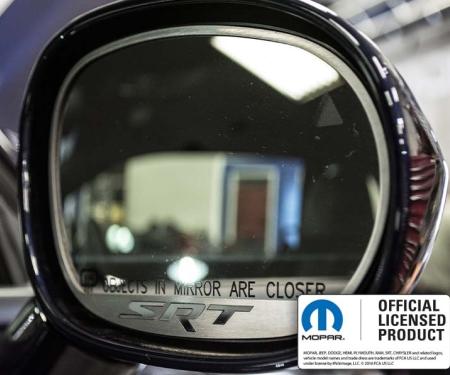 American Car Craft 2008-2023 Challenger - Side Mirror Trim "SRT" 2Pc, Brushed Stainless Steel 152033
