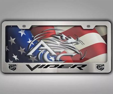 American Car Craft Dodge Viper Gen 5 Tag Frame VIPER Font Stryker Logo Black Powder Coated Base (Black Powder Coat Plain) 972097