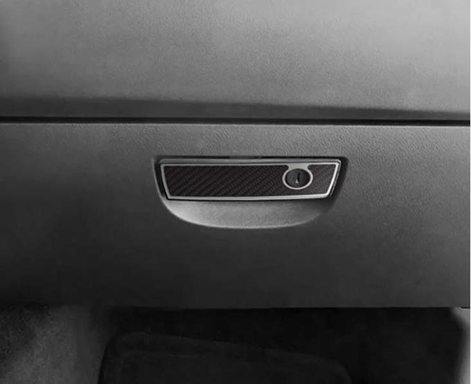 American Car Craft 2008-2014 Challenger 5.7/SRT8 - Carbon/Fiber Glove Box Trim, Polished Stainless Trim 151044