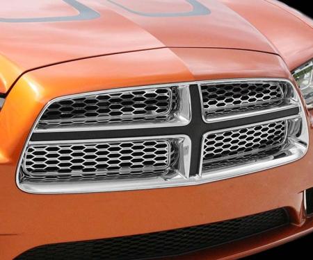 American Car Craft 2011-2013 Dodge Charger - Upper Front Grille Overlays 4Pc, Polished Stainless Steel 332005
