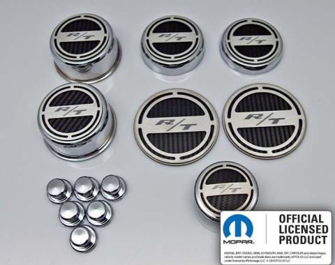 American Car Craft 2008-2023 Challenger - RT Inlay Deluxe Fluid & Shock Tower Cap Covers 13Pc, Choose Inlay Color 153055