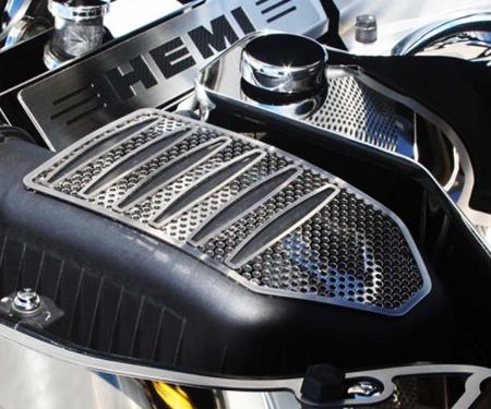 American Car Craft 2011-2023 Challenger 5.7/6.2L/6.4L- Perforated HEMI Air Box Cover, Polished Stainless Steel 153044