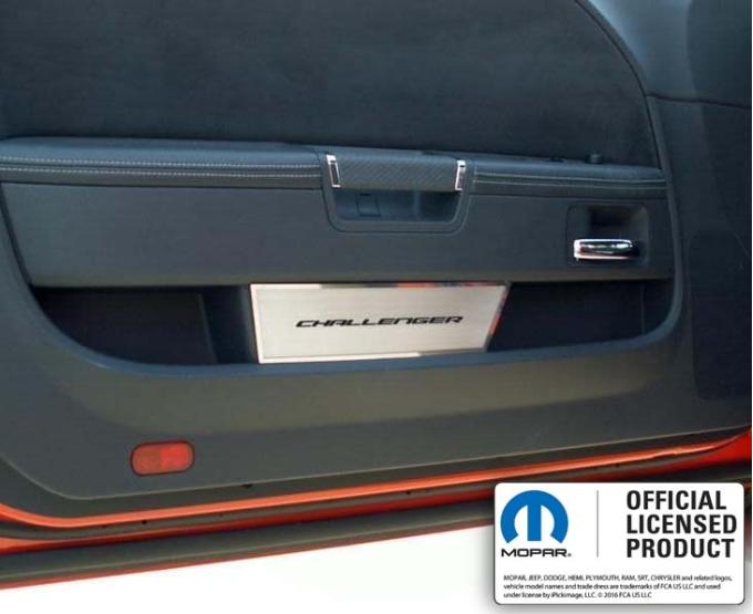 American Car Craft 2008-2014 Challenger - Door Badge Plate with CHALLENGER Inlay 2Pc, Brushed Stainless, Choose Inlay Color 151031