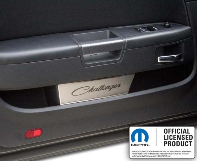 American Car Craft 2008-2014 Challenger - Door Badge Plate with Etched Challenger Classic Script 2Pc, Brushed Stainless 151032