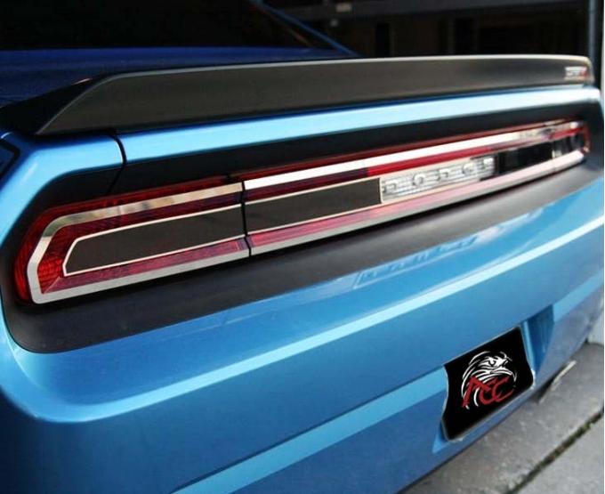 American Car Craft 2008-2014 Challenger - Tail Light Smoked Plexi Trim Plate, Polished Stainless Trim 152021